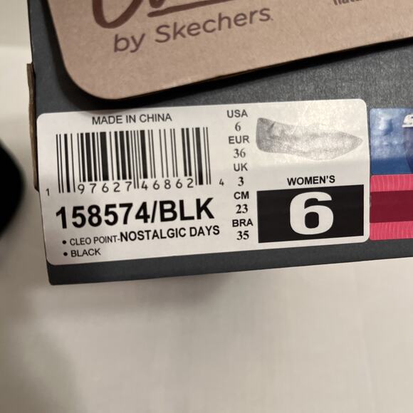 Skechers Cleo Point Washable Recycled Knit Flats Nostalgic Days Black Size 6 - Picture 12 of 12
